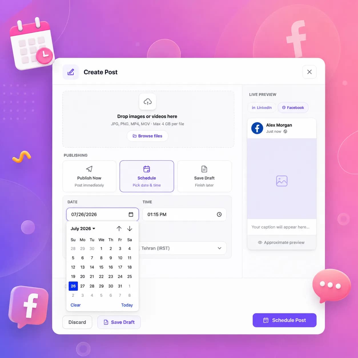 facebook schedule post