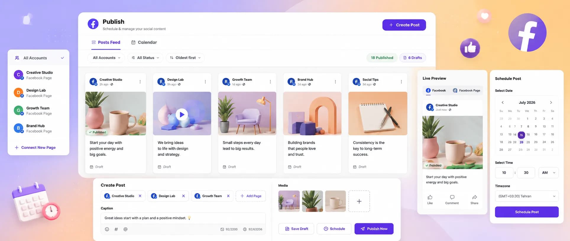 facebook schedule page post