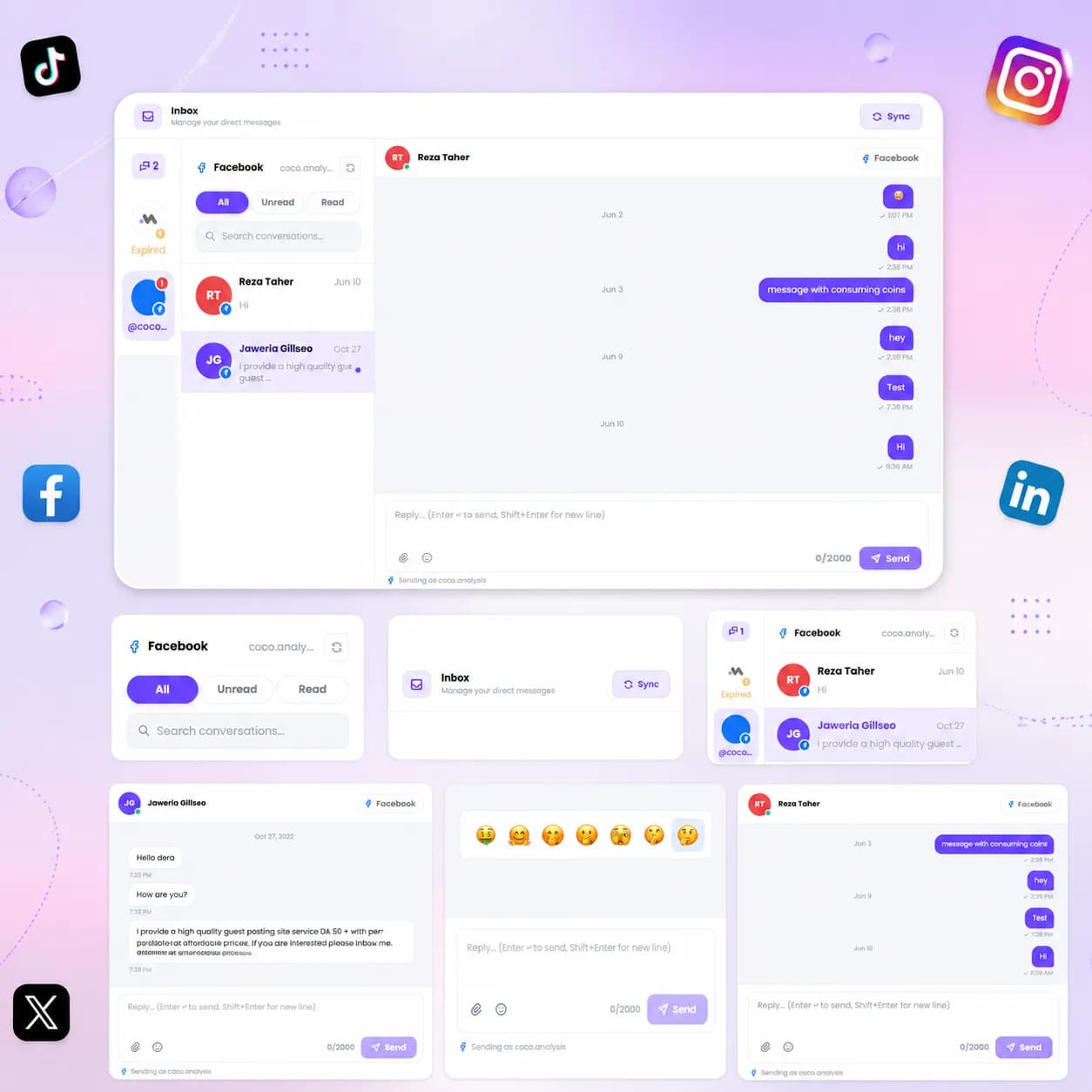 social inbox page